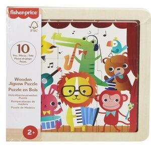 Fisher-Price Wooden Jigsaw Puzzle - Red, Yellow, Green, Blue, Brown Characters